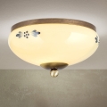 Plafondlamp LANDHAUS 1xE27/60W/230V Ø 21 cm brons/beige/blauw