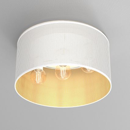 Plafondlamp LOFT SHADE 3xE27/60W/230V wit/goud
