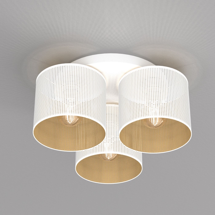 Plafondlamp LOFT SHADE 3xE27/60W/230V wit/goud