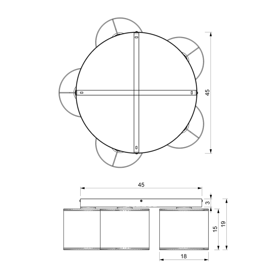 Plafondlamp LOFT SHADE 5xE27/60W/230V zwart