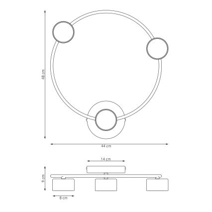 Plafondlamp LUCIO 3xGX53/12W/230V zwart
