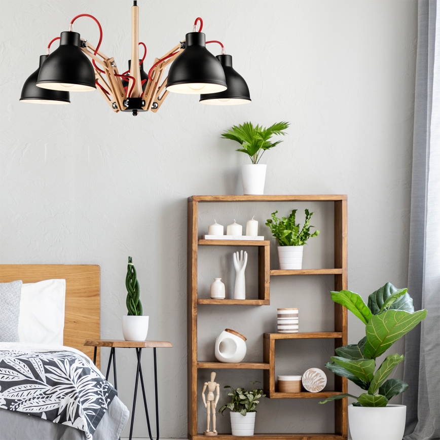 Opbouwlamp MARCELLO 5xE27/60W/230V beukenhout