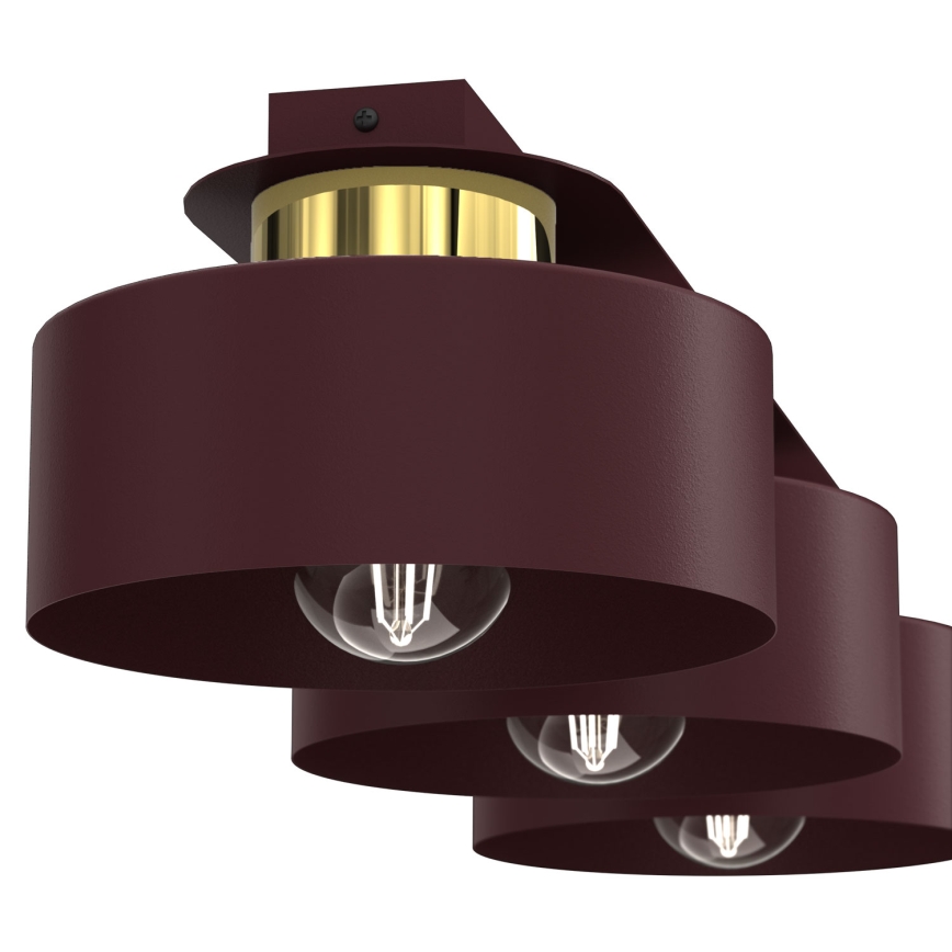 Plafondlamp MARTI 3xE27/15W/230V 68x20,5 cm bordeaux/goud