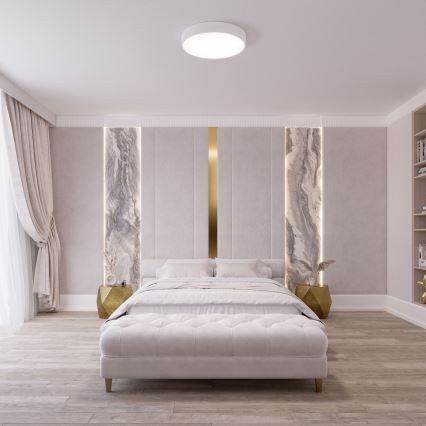 Plafondlamp met bewegings- en schemersensor CLEO 2xE27/24W/230V Ø 30 cm wit