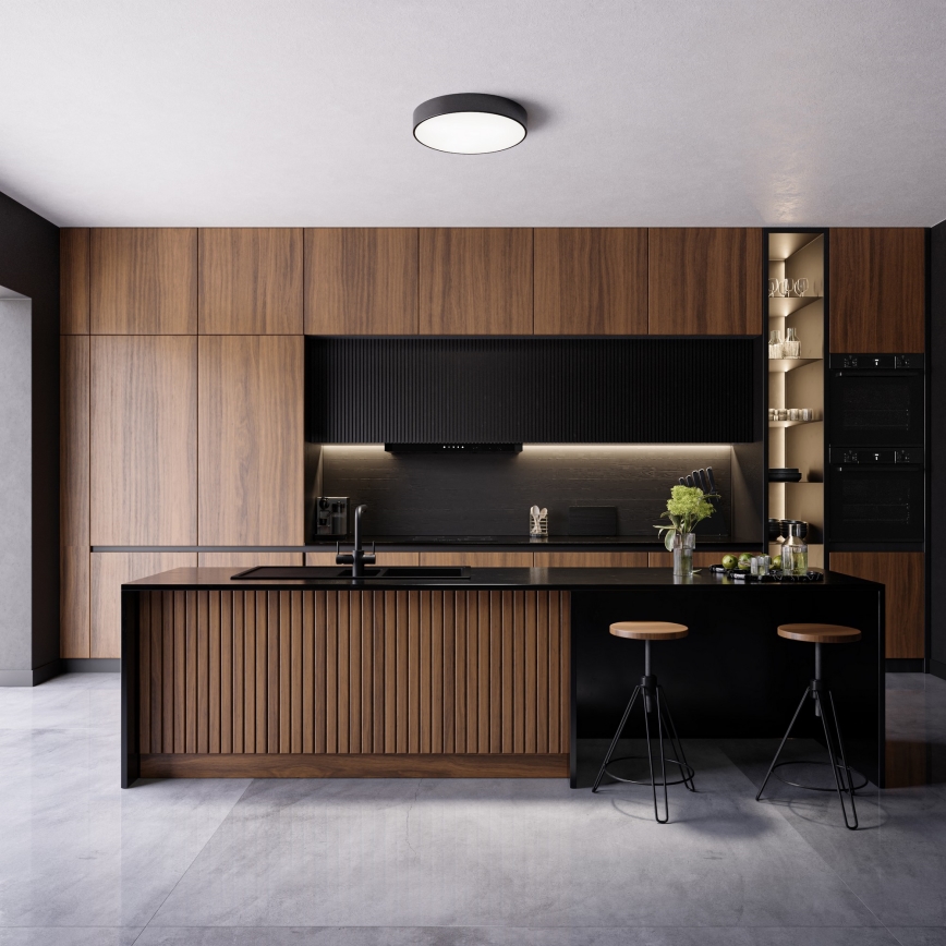 Plafondlamp CLEO met bewegings- en schemersensor, 4xE27/24W/230V, Ø 50 cm, zwart