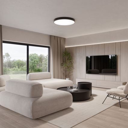 Plafondlamp met bewegings- en schemersensor CLEO 5xE27/24W/230V Ø 60 cm zwart