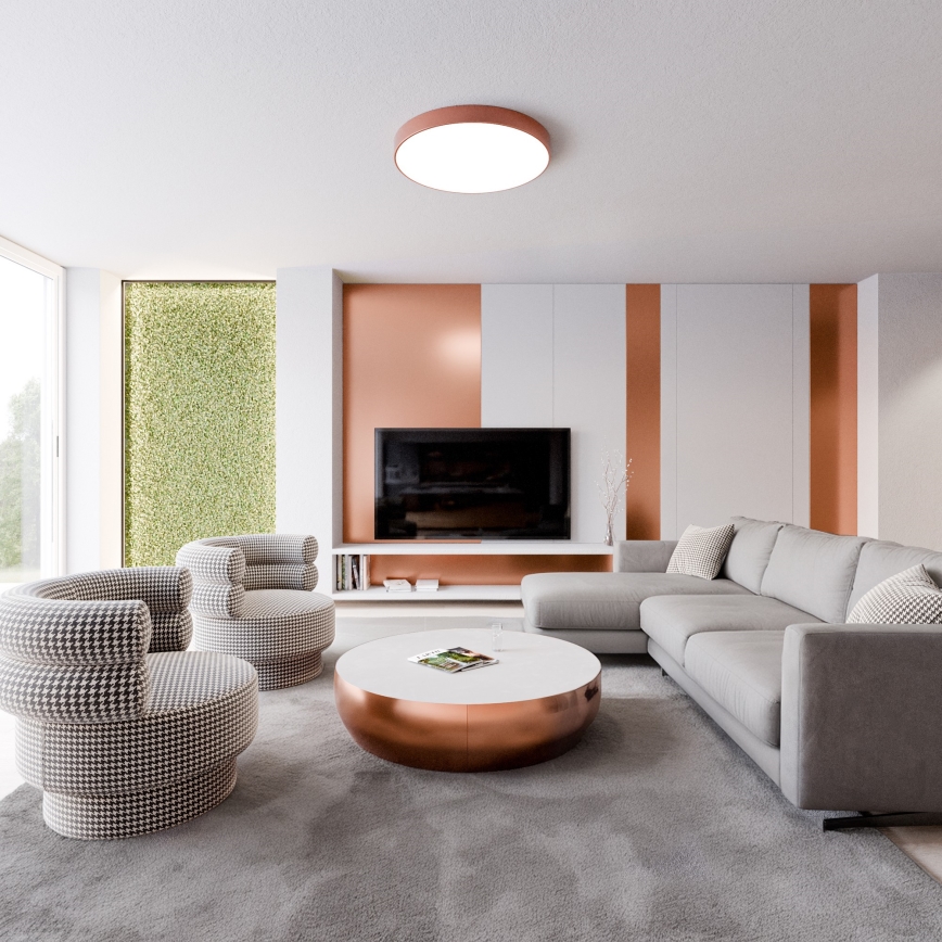 Plafondlamp met bewegings- en schemersensor CLEO 6xE27/24W/230V, diameter 80 cm, koperkleurig