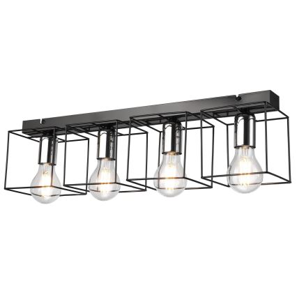 Plafondlamp MIKA 4xE27/60W/230V 61 cm zwart/glanzend chroom