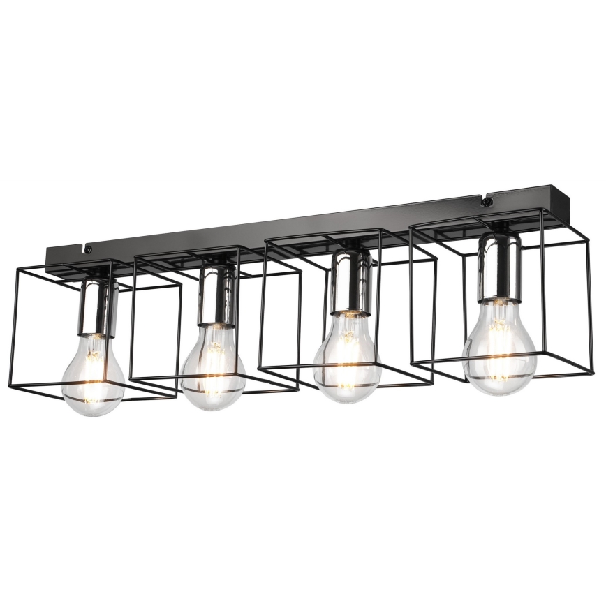 Plafondlamp MIKA 4xE27/60W/230V 61 cm zwart/glanzend chroom