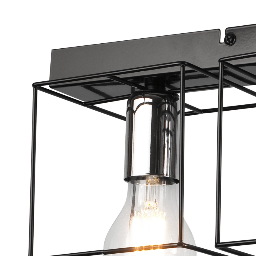 Plafondlamp MIKA 4xE27/60W/230V 61 cm zwart/glanzend chroom