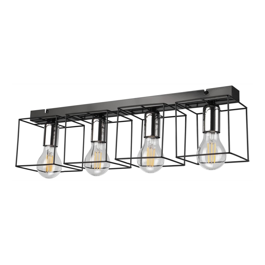 Plafondlamp MIKA 4xE27/60W/230V 61 cm zwart/glanzend chroom