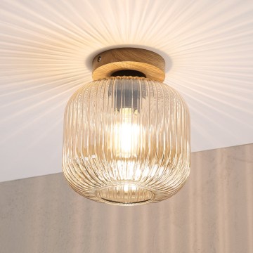 Plafondlamp MILOU WOOD 1xE27/15W/230V eiken/rookbeige Ø 20 cm