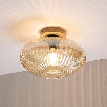 Plafondlamp MILOU WOOD 1xE27/15W/230V eiken/rookbeige Ø 29 cm