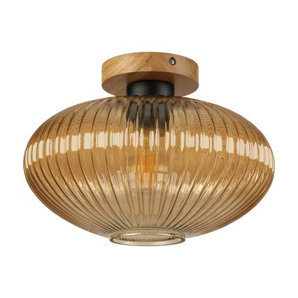 Plafondlamp MILOU WOOD 1xE27/15W/230V eiken/rookbeige Ø 29 cm