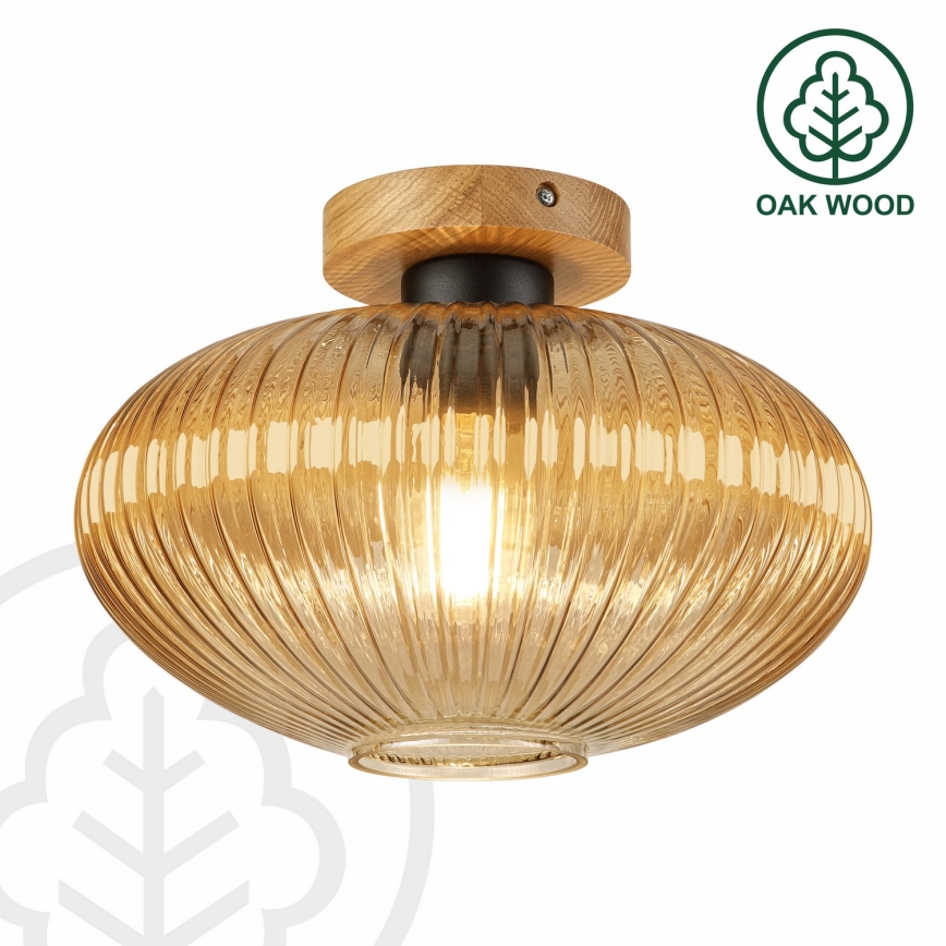 Plafondlamp MILOU WOOD 1xE27/15W/230V eiken/rookbeige Ø 29 cm