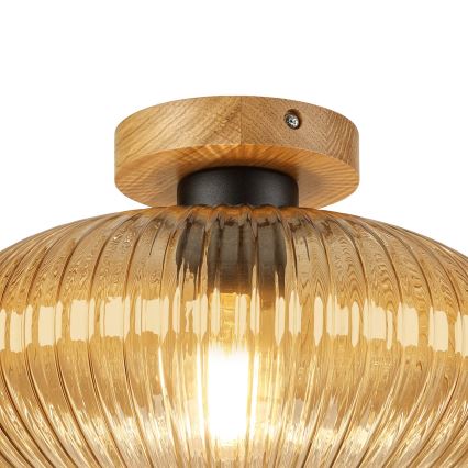 Plafondlamp MILOU WOOD 1xE27/15W/230V eiken/rookbeige Ø 29 cm
