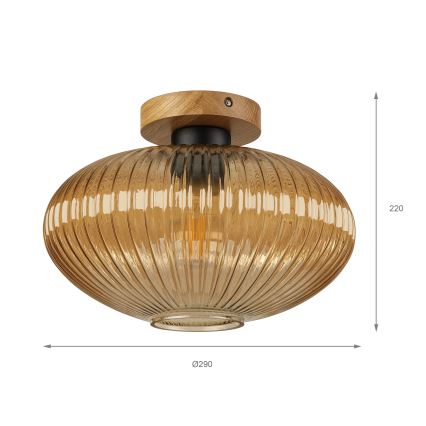 Plafondlamp MILOU WOOD 1xE27/15W/230V eiken/rookbeige Ø 29 cm