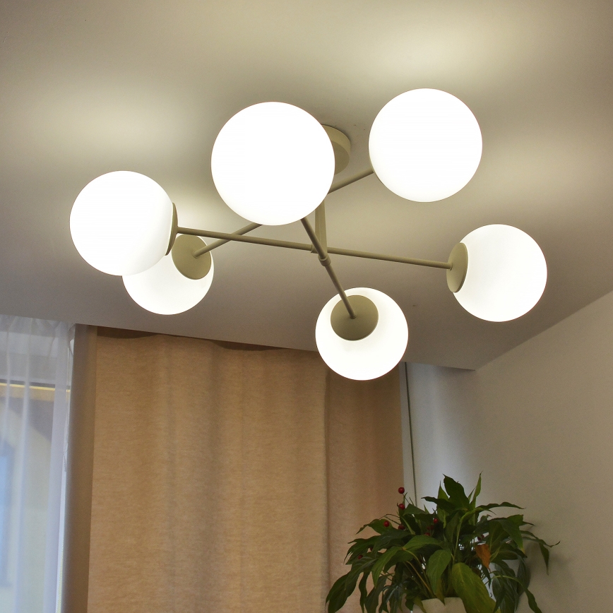 Plafondlamp MOON 6xE27/15W/230V crème