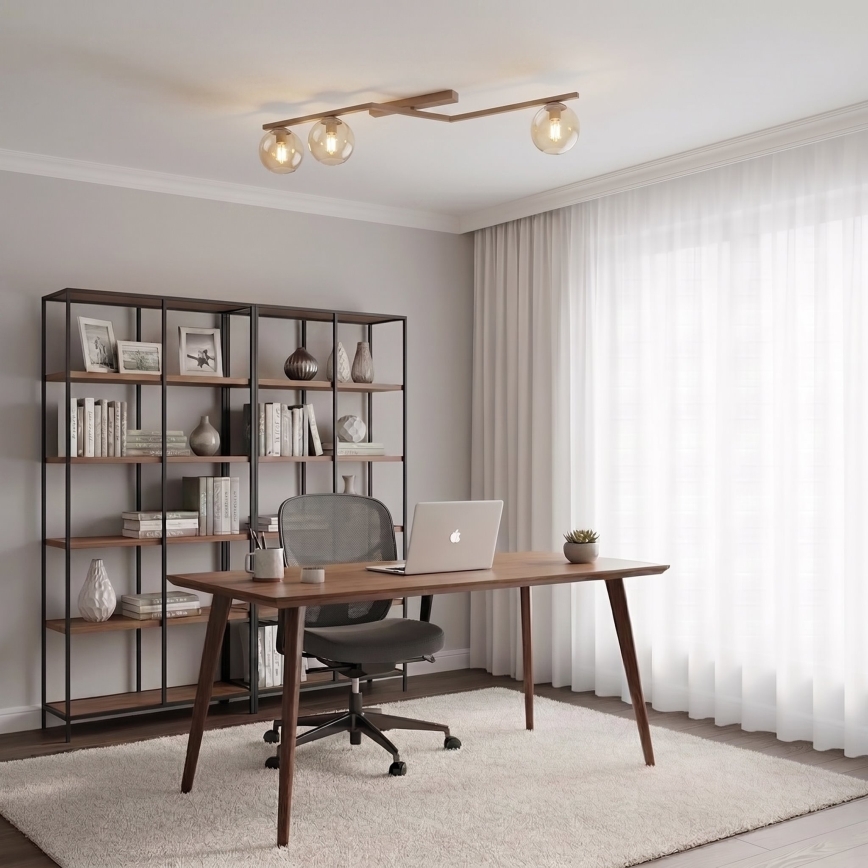 Plafondlamp NATON 3xE14/10W/230V beige/rookbeige