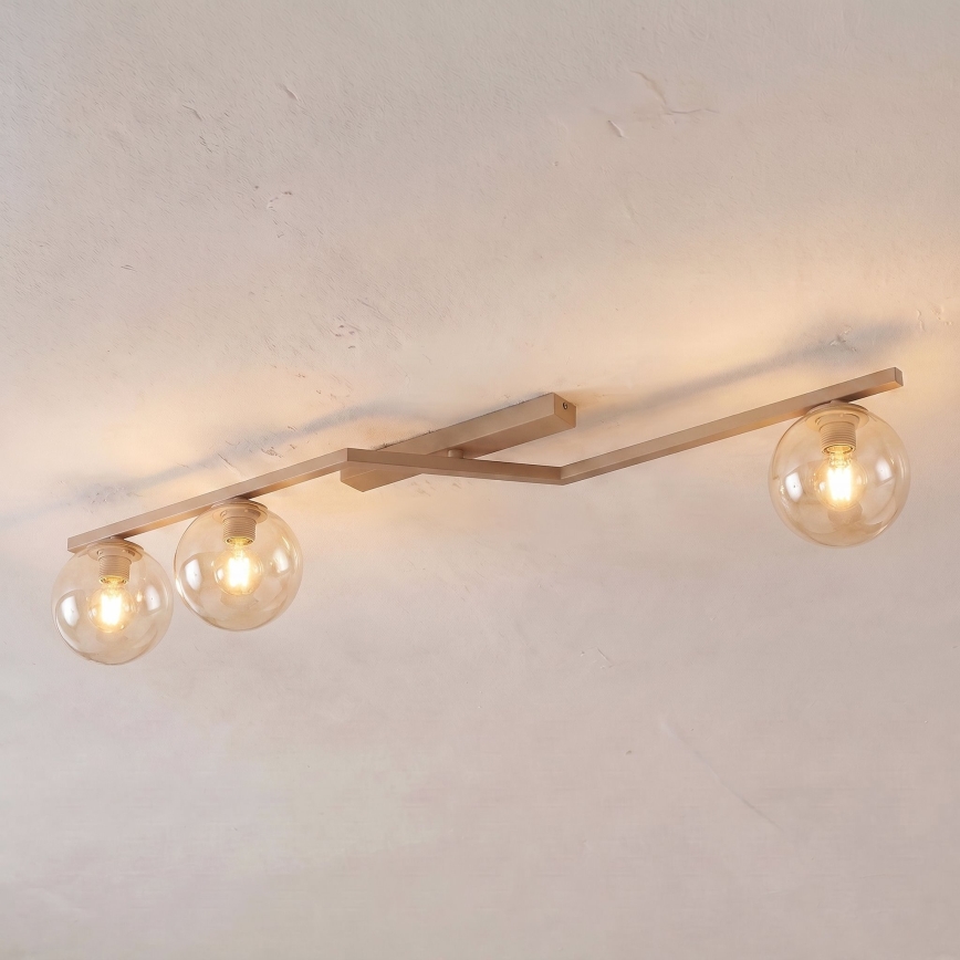 Plafondlamp NATON 3xE14/10W/230V beige/rookbeige