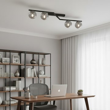 Plafondlamp NATON 4xE14/10W/230V zwart/rookglas