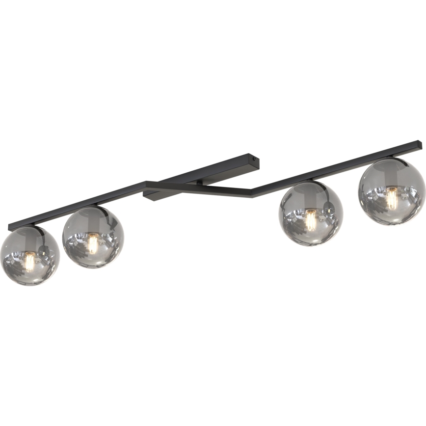 Plafondlamp NATON 4xE14/10W/230V zwart/rookglas
