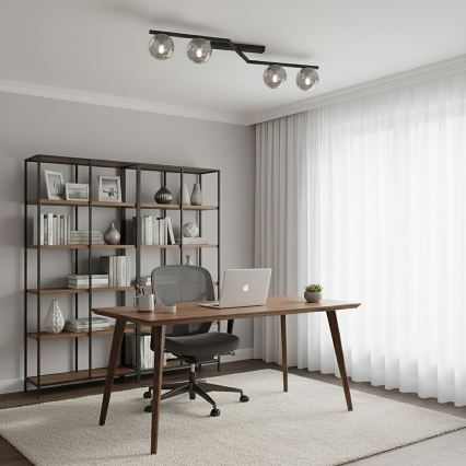 Plafondlamp NATON 4xE14/10W/230V zwart/rookglas