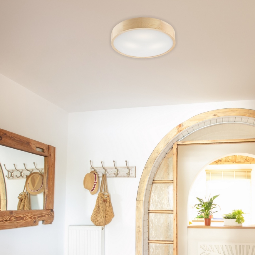 Plafondlamp NATURAL 3xE27/60W/230V ø 47 cm Dennenboom - FSC gecertificeerd
