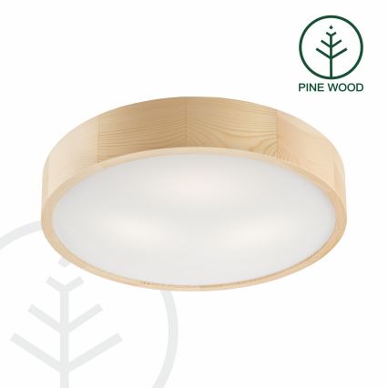 Plafondlamp NATURAL 3xE27/60W/230V ø 47 cm Dennenboom - FSC gecertificeerd
