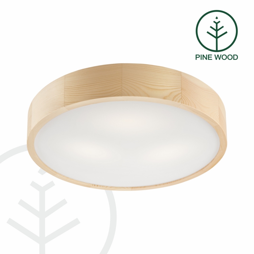 Plafondlamp NATURAL 3xE27/60W/230V ø 47 cm Dennenboom - FSC gecertificeerd