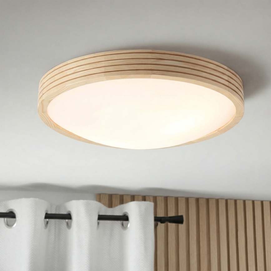Plafondlamp NATURAL MODERN SLIM 2xE27/15W/230V Ø 37,5 cm grenen