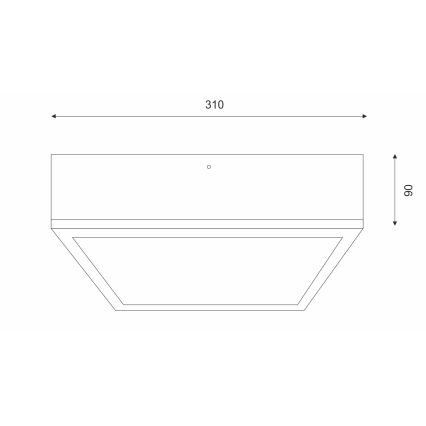 Plafondlamp NATURAL SQUARE 2xE27/15W/230V 31x31 cm Dennenboom/zwart