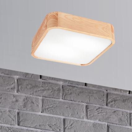 Plafondlamp NATURAL SQUARE 2xE27/15W/230V 35x35 cm grenen