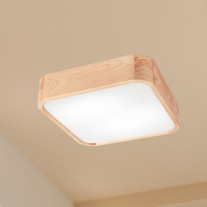 Plafondlamp NATURAL SQUARE 2xE27/15W/230V 35x35 cm grenen