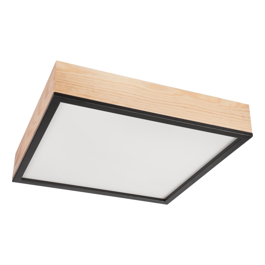 Plafondlamp NATURAL SQUARE 4xE27/15W/230V 48x48 cm Dennenboom/zwart