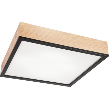 Plafondlamp NATURAL SQUARE 4xE27/15W/230V 48x48 cm Dennenboom/zwart