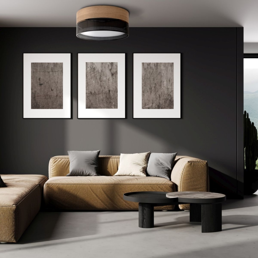 Plafondlamp NICOL 4xE27/15W/230V Ø 50 cm fineer/zwart