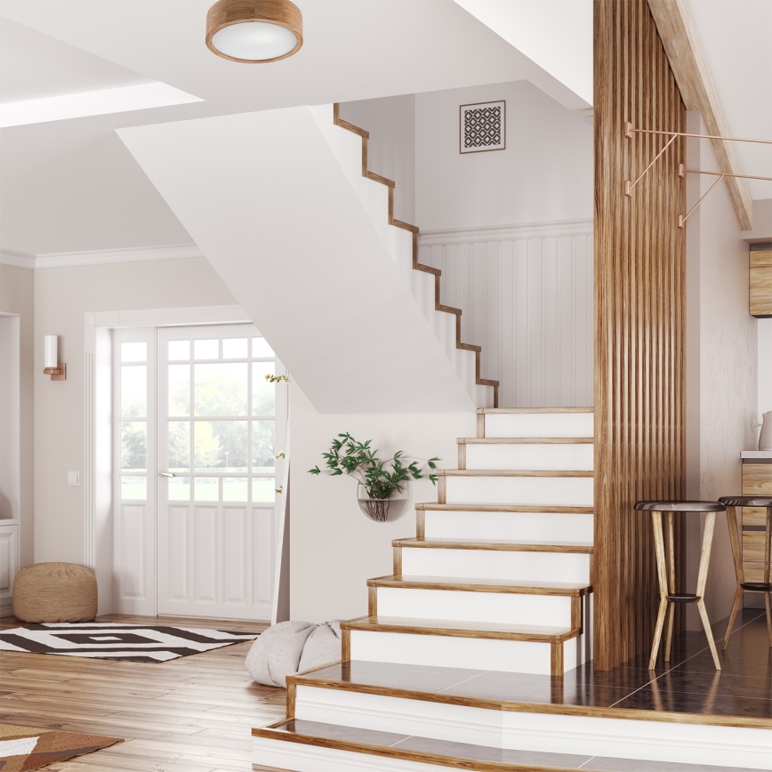 Plafondlamp OAK 1xE27/60W/230V eiken ? 27,5 cm