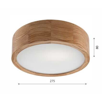 Plafondlamp OAK 1xE27/60W/230V eiken ? 27,5 cm