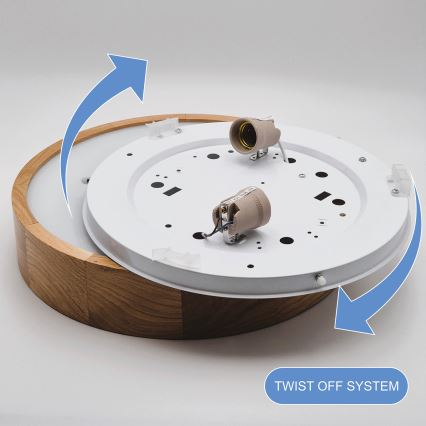 Plafondlamp OAK 2xE27/60W/230V eiken ? 37,5 cm
