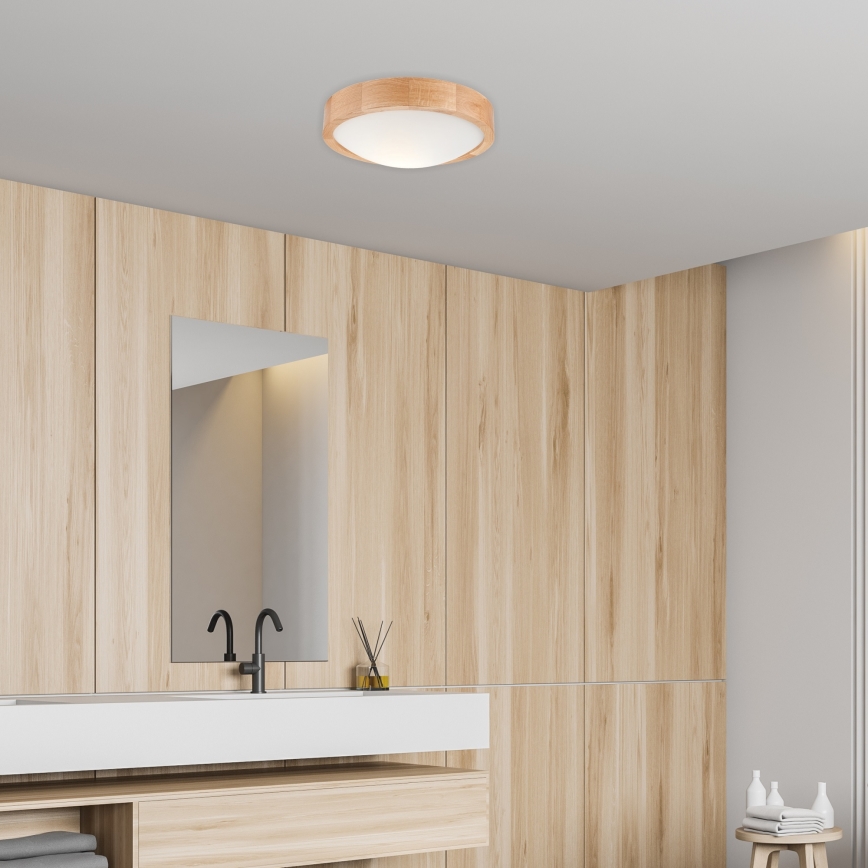 Plafondlamp OAK SLIM 1xE27/60W/230V eiken ø 27 cm