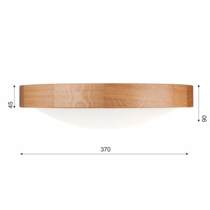 Plafondlamp OAK SLIM 2xE27/60W/230V eiken ø 37 cm - FSC gecertificeerd