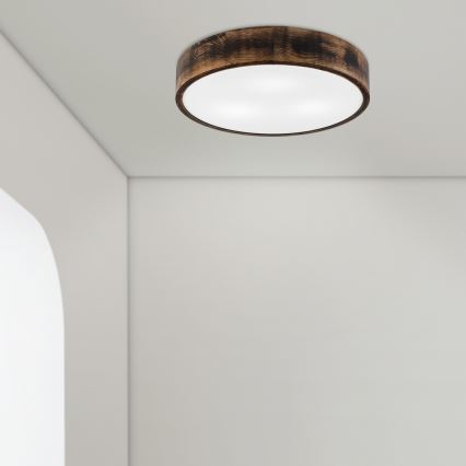 Plafondlamp OAK SMOKY 3xE27/15W/230V ø 47,5 cm eiken/donkerbruin