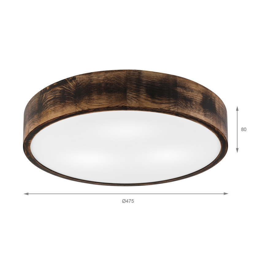 Plafondlamp OAK SMOKY 3xE27/15W/230V ø 47,5 cm eiken/donkerbruin