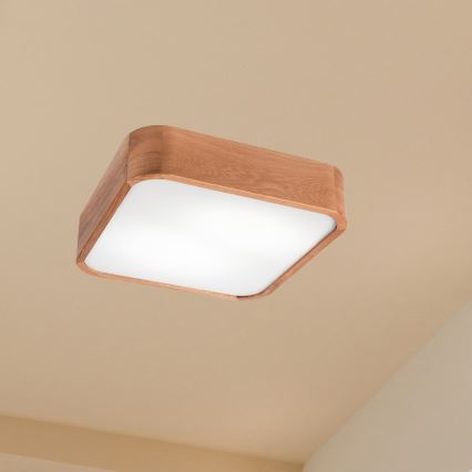 Plafondlamp OAK SQUARE 2xE27/15W/230V 35x35 cm eiken