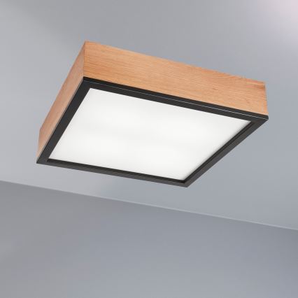 Plafondlamp OAK SQUARE 4xE27/15W/230V 39x39 cm eiken/zwart