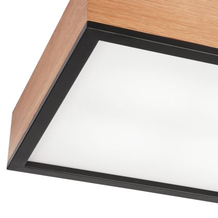 Plafondlamp OAK SQUARE 4xE27/15W/230V 39x39 cm eiken/zwart