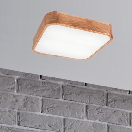 Plafondlamp OAK SQUARE 4xE27/15W/230V 45x45 cm eiken