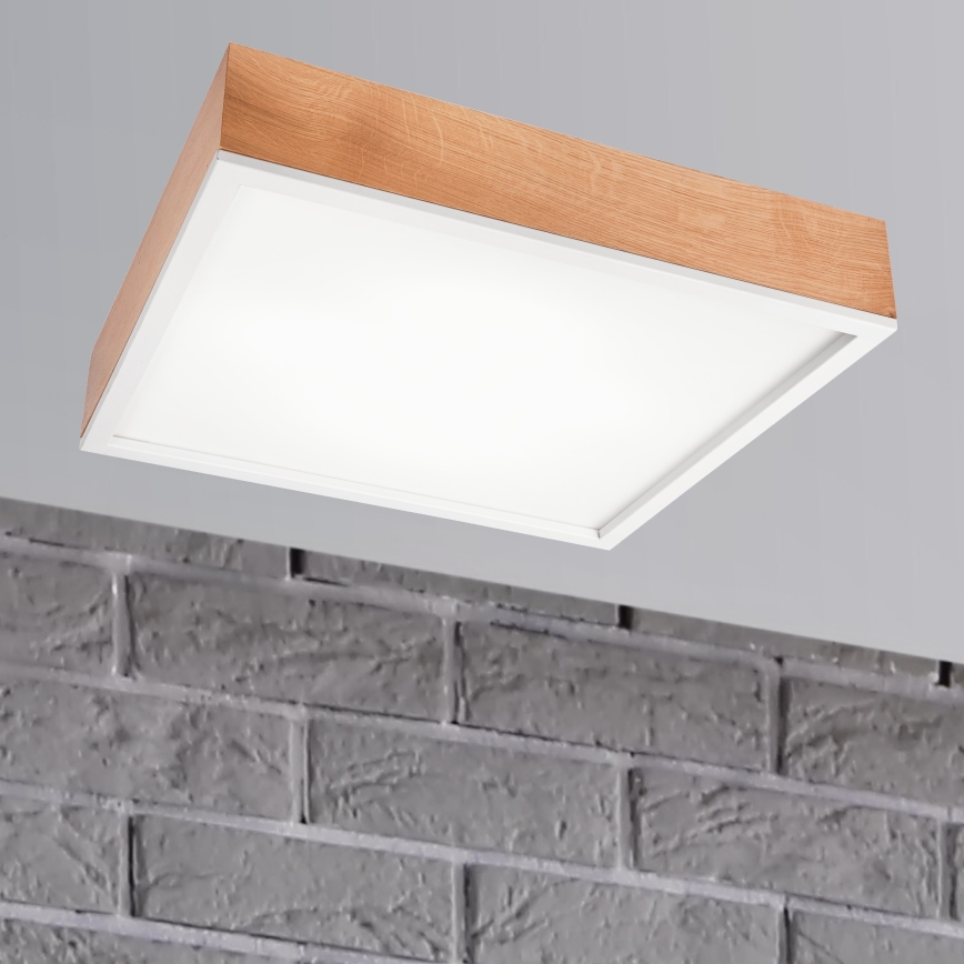 Plafondlamp OAK SQUARE 4xE27/15W/230V 48x48 cm eiken/wit