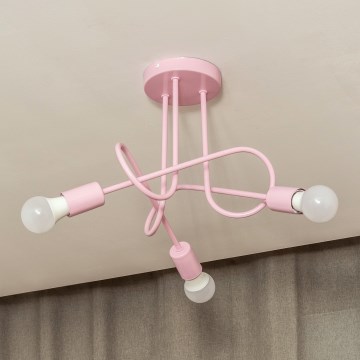Plafondlamp OXFORD 3xE27/15W/230V roze
